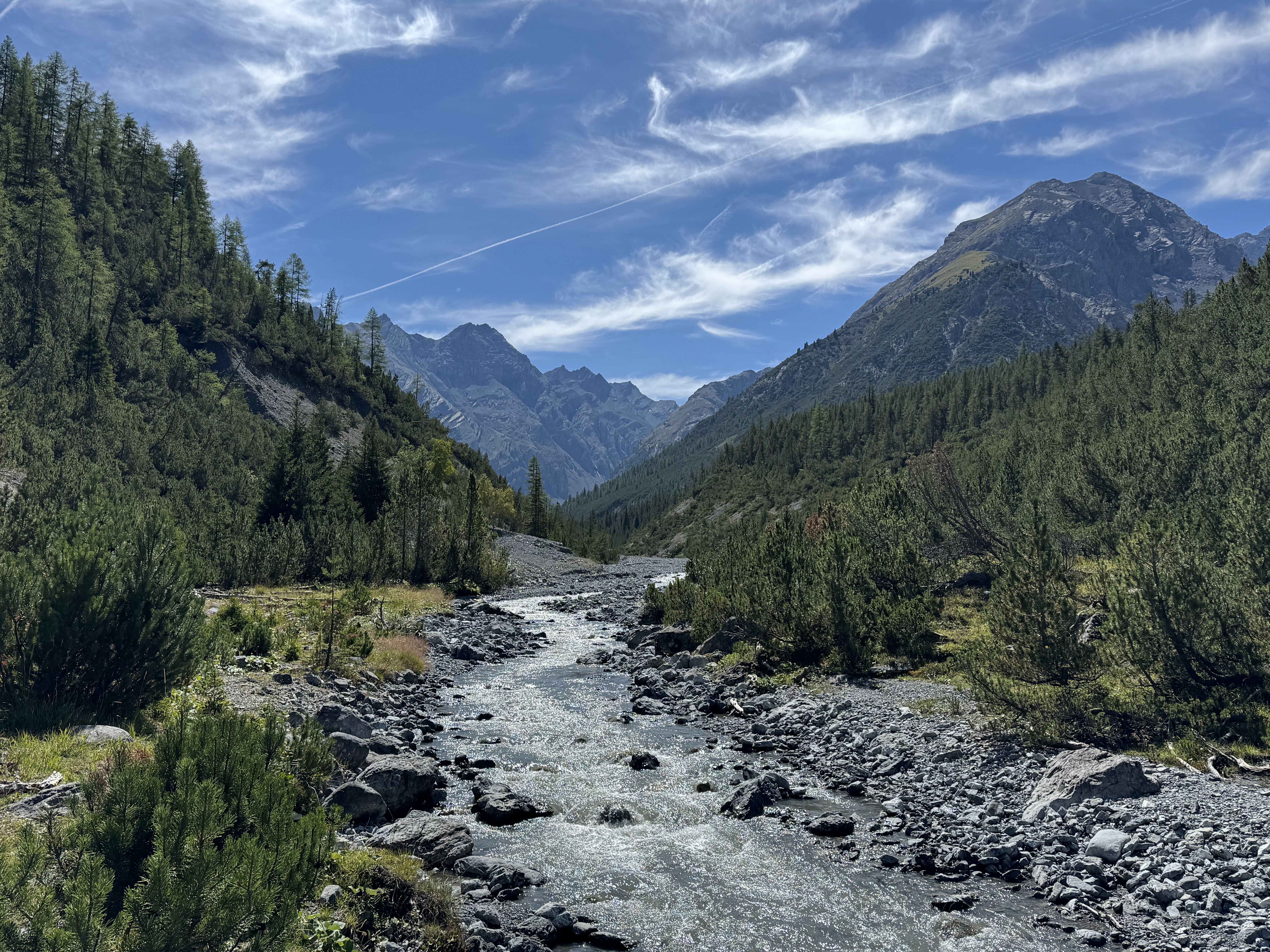 A scenic but steep route to the ***Chamanna Cluozza***, the only wardened hut in the ***Swiss National Park***.