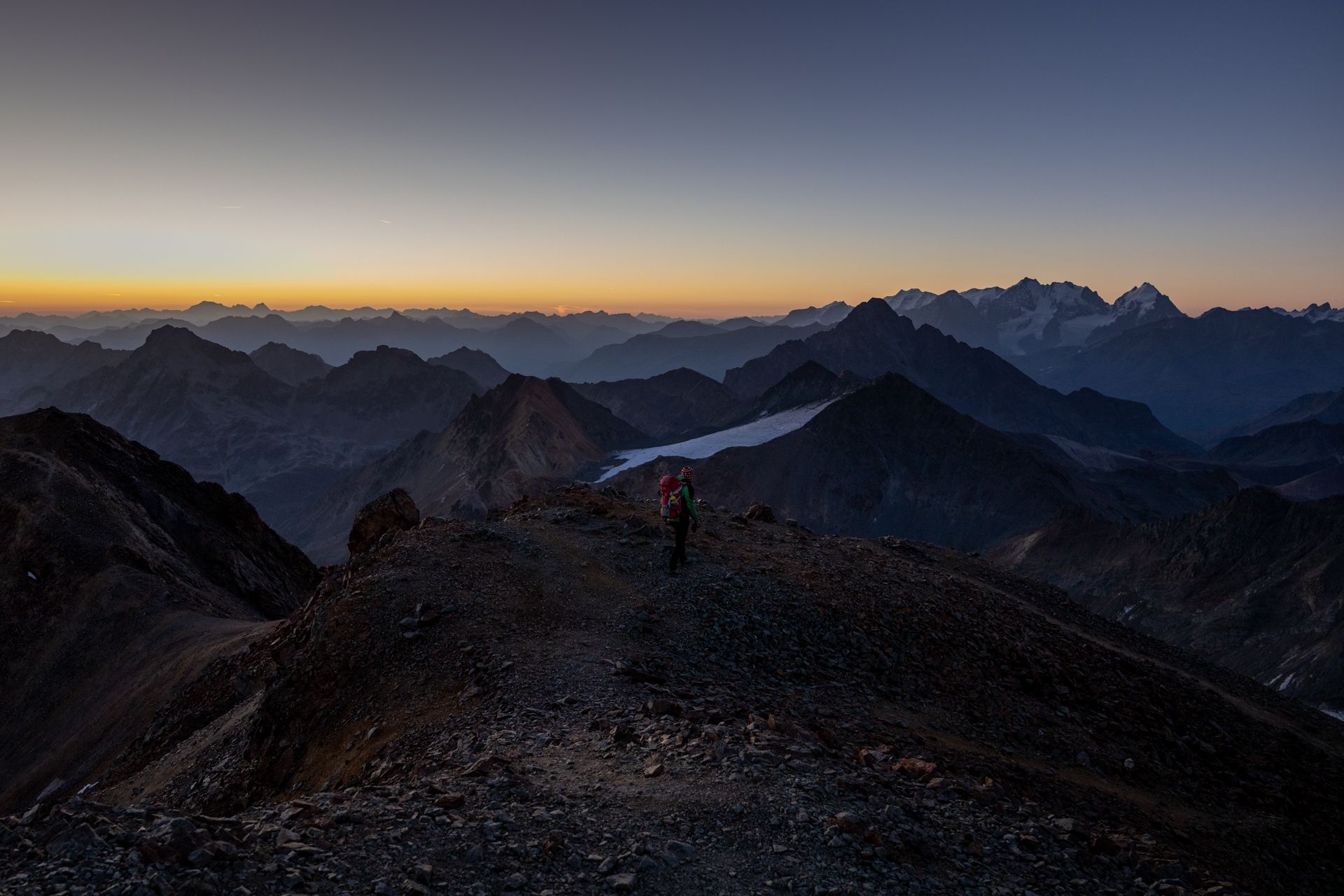 At the summit of the ***Tschima da Flix*** for sunrise.
